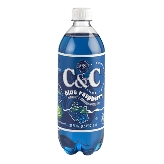 C & C Blue Raspberry Soda 24oz 24xPack